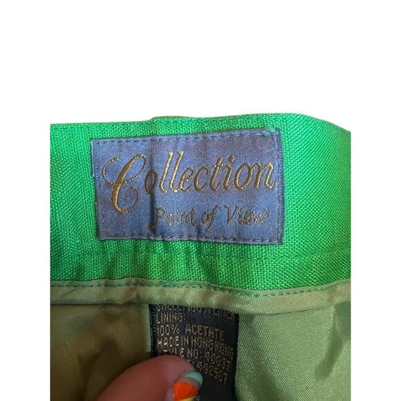 Point of View Collection Women's High Rise Preppy Shorts Linen Pleated Green 4 - Picture 7 of 9